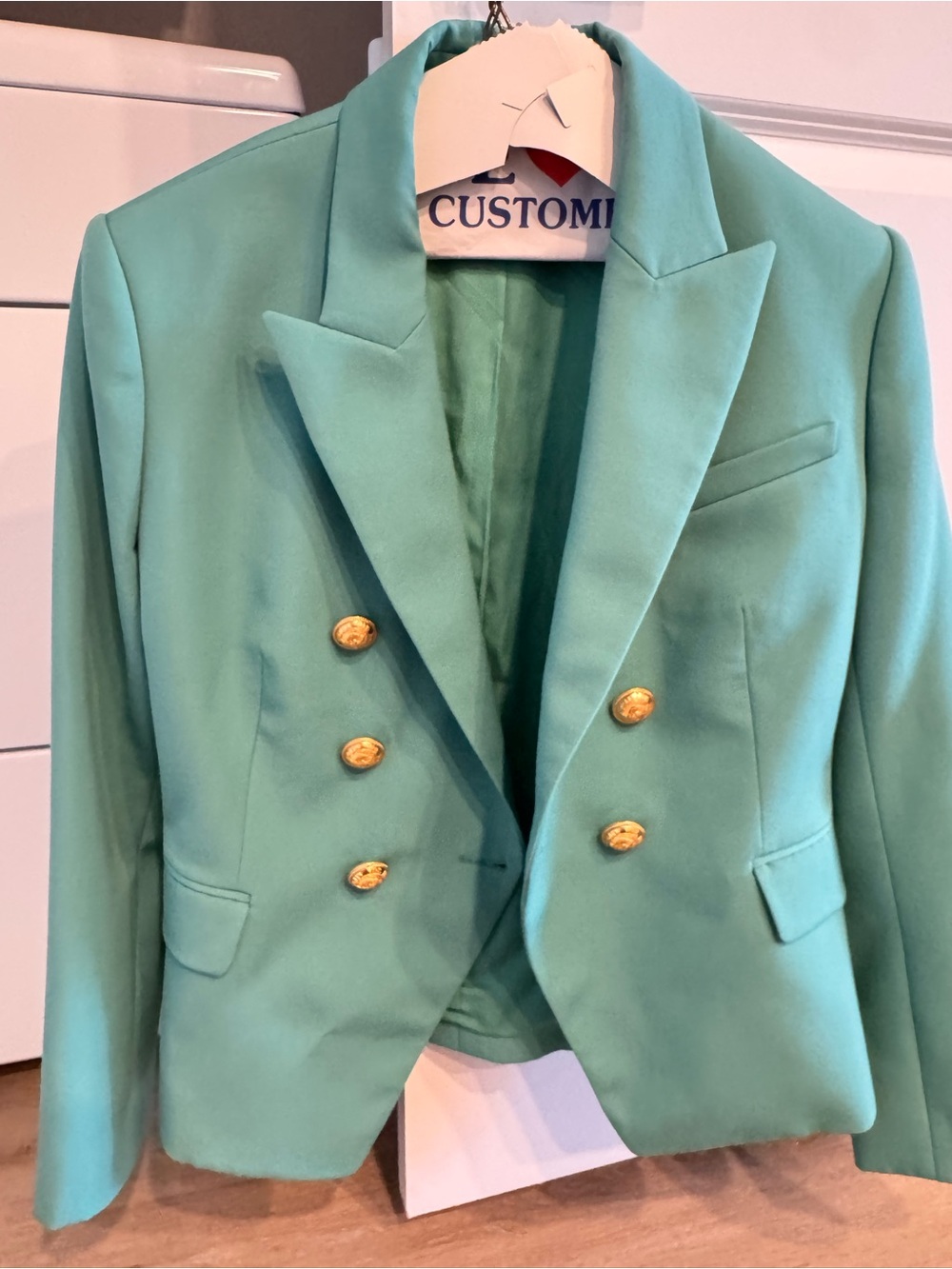 Balmain Teal Double-Breasted Blazer with Gold Buttons - Picture 8 of 8